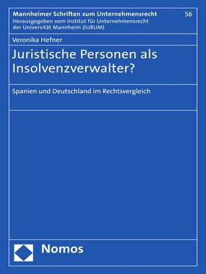 cover image of Juristische Personen als Insolvenzverwalter?